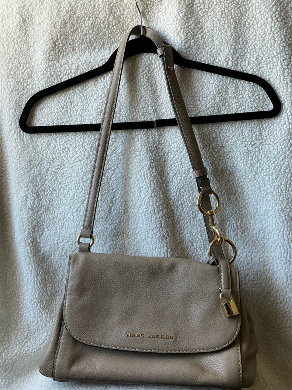 Marc Jacobs Taupe Pebbled Leather Crossbody with Gold Hardware